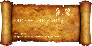 Héder Mátyás névjegykártya